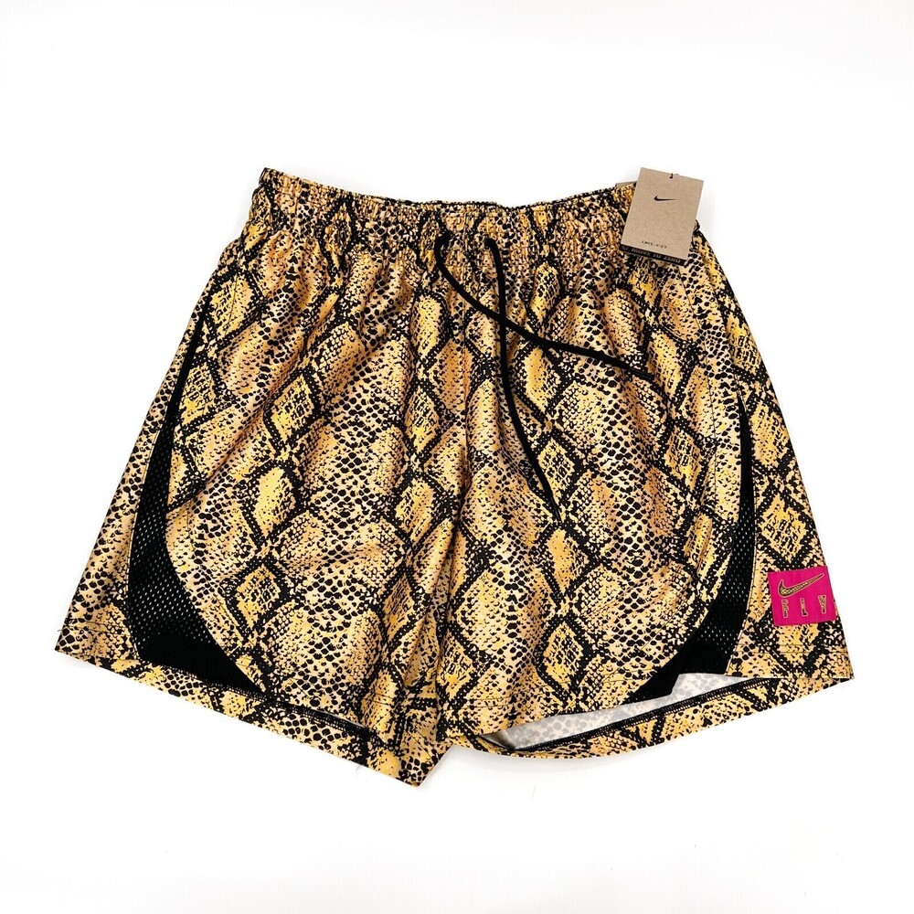 Nike Yellow Black Snakeskin Running Shorts with Pink Logo